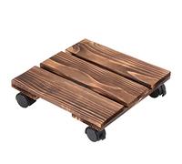 Carrito de Madera para Plantas con Ruedas bloqueables, Base Cuadrada Resistente para macetas, Ideal para Interiores y Exteriores, con Capacidad para 50 kg (marrón, 30 x