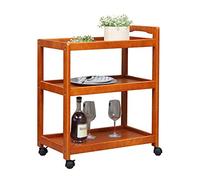 Carrito de madera rodante para servir, carrito portátil de 3 niveles para cocina, comedor, hotel y bar, servidor de té, vino y aperitivos que ahorra espacio