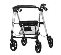 Carrito de mano plegable para personas mayores, con ruedas y asiento grandes de 6 pulgadas, asistente de paso vertical liviano, todo terreno, plateado Hola