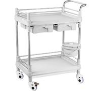 Carrito De Médico Con 2/3 Capas Y 2 Cajones, Carrito De Laboratorio Para Spa Espacioso Salón De Belleza Equipo Rodante Carro De Mantenimiento Con Cubos De Suciedad(2 layer,Medium)
