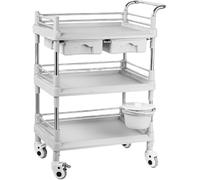 Carrito De Médico Con 2/3 Capas Y 2 Cajones, Carrito De Laboratorio Para Spa Espacioso Salón De Belleza Equipo Rodante Carro De Mantenimiento Con Cubos De Suciedad(3 layer,Medium)