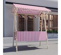 Carrito de mercado de madera plegable versátil de 59 pulgadas para exteriores para mercados de flores y agricultores, portátil, ligero, ideal para ventas en la calle