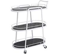 Carrito de metal de gran capacidad para servir bebidas de 2/3 niveles con ruedas de freno, elegante estación de bebidas para sala de estar, perfecta para entretenimiento y catering (color: negro y