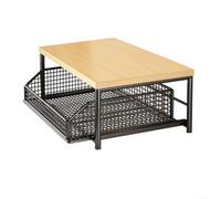 Carrito de microondas resistente hecho de MDF sólido y marco de metal con cesta extraíble para sostener utensilios de cocina y herramientas de cocina (negro)
