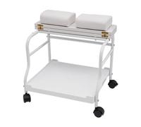 Carrito de pedicura móvil y carrito auxiliar con ruedas, estante plegable como pedestal, soporte para baño de pies en el salón en casa, soporta hasta 18 kg (blanco)