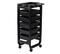 Carrito de peluquería con ruedas Comby: cinco cajones extraíbles, laterales abiertos y asas laterales