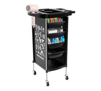 Carrito de peluquería para estilistas, con 4 cajones extraíbles, adecuado para salones de uñas, instituciones médicas, peluquerías, clínicas veterinarias, salones de belleza, spas (negro)
