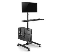 Carrito de pie profesional con soporte ajustable para monitor, teclado y PC