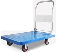 Carrito de plataforma plana resistente, plataforma de empuje de acero con cubierta de 2 capas, 4 ruedas, asa plegable para un fácil transporte, camión de mudanza ideal para cargas grandes y artículos