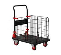 Carrito de plataforma plegable 2 en 1 con ruedas desmontables Ca, diseño que ahorra espacio para uso doméstico y comercial, carrito pesado negro Lar Utili