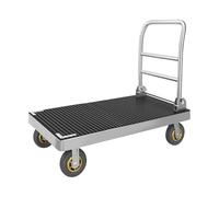 Carrito de plataforma plegable con alfombrilla de goma plana de 6 pulgadas, ruedas de acero, carrito de empuje manual para camiones y coches