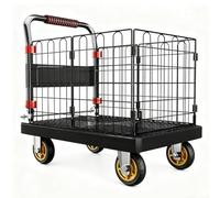 Carrito de plataforma plegable con lados extraíbles, fácil de montar, ideal para puestos de compras y transporte (Lar)