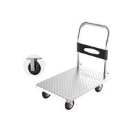 Carrito de plataforma plegable de alta resistencia - Carro plano portátil de acero para transporte doméstico y de carga - Carrito de empuje y tracción manual para una fácil movilidad