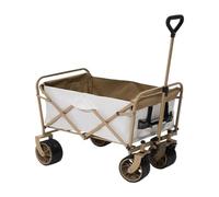 Carrito de playa plegable portátil con ruedas anchas para acampar al aire libre, sistema de freno resistente, ideal para aventuras de playa y camping (blanco)