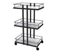 Carrito de salón de belleza con 4 ruedas rodantes, acabado de grano de mármol, marco de hierro resistente, estantes extra anchos, perfecto para uso profesional y soluciones de almacenamiento de salón