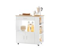 Carrito de servicio camarera multiusos mueble con 3 estantes laterals 2 puertas 1 cajón y 1 porta paños de cocina blanco 82 x 46 x 88 cm fkw113-wn sobuy 46 cm