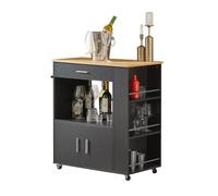 Carrito de servicio camarera multiusos mueble con estante lateral puertas cajones porta paños de cocina 82 x 46 x 88 cm fkw113-sch sobuy