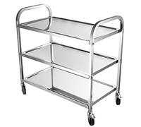 Carrito de servicio, carrito de servicio con ruedas de 3 niveles, carrito de servicio con ruedas desmontable de acero inoxidable, carrito de servicio con estantes para cocina, con ruedas de bloqueo, p