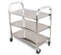 Carrito de servicio, carrito rodante de acero inoxidable, carrito de servicio con ruedas desmontable de 2/3 niveles, carrito de servicio, estante de almacenamiento de cocina con ruedas de bloqueo, 3 c