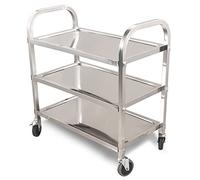 Carrito de servicio, carrito rodante de acero inoxidable de 2/3 pisos, carrito de cocina desmontable, carrito de cocina con ruedas de bloqueo, estante de almacenamiento, carrito de servicio/3 capas/95
