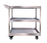 Carrito de servicio con ruedas de acero inoxidable, carrito de almacenamiento mecánico resistente, carrito de herramientas de banco de trabajo de piezas móviles, organizador de estantes de 3 niveles