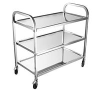 Carrito de servicio con ruedas de acero inoxidable, carrito de servicio, carrito de servicio desmontable, con ruedas de bloqueo, estante para cocina, carrito de servicio, para hotel, restaurante, hoga