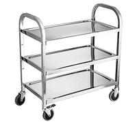 Carrito de servicio de 2/3 niveles, carrito de servicio de acero inoxidable, carrito de servicio desmontable, carrito de servicio rodante, estante de almacenamiento de cocina con ruedas de bloqueo, pa