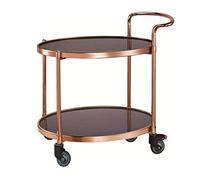 Carrito de Servicio de 90 x 51 x 91 cm, con 2 Niveles de estantes, Carrito rodante con 4 Ruedas, Organizador de Almacenamiento para Cocina y salón, Color Plateado (Dorado).