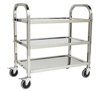 Carrito de servicio de acero inoxidable, carrito de servicio con ruedas de 3 niveles desmontable, con ruedas de bloqueo, estante de almacenamiento para carrito de cocina, para hotel, restaurante, hoga