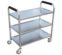 Carrito de servicio de acero inoxidable con ruedas, carrito de servicio con ruedas desmontable, carrito de servicio de 2/3 niveles, carrito de almacenamiento con ruedas de bloqueo, para el hogar, el r