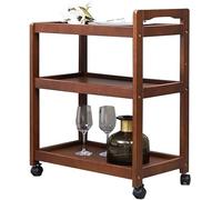 Carrito de servicio móvil de madera de 3 niveles con ruedas, versátil mesa de comedor para el hogar, hotel, bar, té y vino, perfecto para entretenimiento