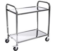 Carrito de servicio portátil multifuncional para restaurante y garaje, mango de acero de doble capa resistente, barra de empuje gruesa, resistente a altas temperaturas, plateado, 75 x 40 x 85 cm