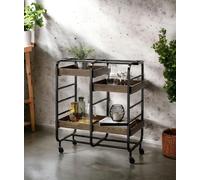 Carrito de servir lavado dorado y blanco con estantes, elegante carrito de bar móvil para comedor, cocina o decoración del hogar, elegante solución de almacenamiento y exhibición