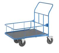 Carrito de supermercado con plataforma eurokraft pro, con barandilla