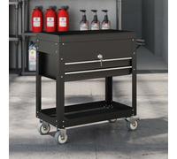 Carrito de taller HOMCOM de 2 cajones, carrito para herramientas vacío con tapa deslizante, almacenamiento y tapetes de EVA, gabinete de herramientas de acero con asa con ruedas, negro
