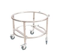 Carrito de tambor de acero inoxidable, soporte comercial para ollas y base de botella de gas, plataforma multifuncional para cubos de sopa, cubo de basura, rodillo de barril resistente con asa