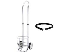 Carrito de tanque de oxígeno, soporte cilíndrico de aluminio ligero, altura ajustable, ideal para hospitales, se adapta a tanques de 5 a 9.3 pulgadas de diámetro, fácil maniobrabilidad