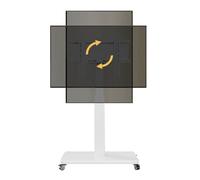 Carrito de TV Móvil con Asa, Altura Ajustable, Mueble para TV para Televisores de 26 a 80 Pulgadas con Rotación de 90 Grados, Hasta 80 kg/177 lb, Mueble de TV para Sala de Estar(White,66-152cm/26-60in