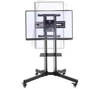 Carrito de TV móvil con ruedas de altura ajustable para pantallas de 32 a 70 pulgadas, rotación horizontal y vertical de 0 a 90°, soporte de suelo desmontable para una fácil movilidad