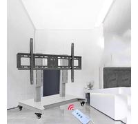 Carrito de TV móvil con ruedas - Soporte motorizado de altura ajustable LCD para pantallas de 52 a 100 pulgadas, función de memoria de 4 pasos, acabado gris plateado avanzado