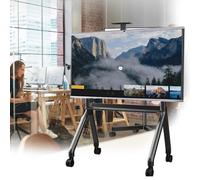 Carrito de TV rodante resistente, soporte de suelo ajustable en altura con ruedas para televisores de pantalla plana grandes