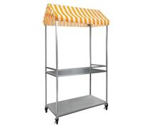 Carrito de venta plegable con toldo, puesto de mercado portátil para aperitivos y juguetes, almacenamiento de 2 niveles para ventas convenientes