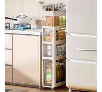 Carrito delgado de 4/5 niveles para almacenamiento de baño y cocina, carrito con ruedas para ahorrar espacio, estante estrecho para sala de estar y cocina (40 x 18 x 104 cm)