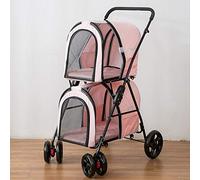 Carrito doble desmontable para mascotas, ligero para perros, gatos, viajes, camping, cachorros, carrito plegable con un solo clic
