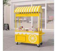 Carrito expendedor de alimentos al aire libre con toldo, pantalla de quiosco móvil portátil, puesto de mercado para manualidades, remolque plegable de aperitivos