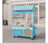 Carrito expendedor de alimentos al aire libre con toldo, pantalla de quiosco móvil portátil, puesto de mercado para manualidades, remolque plegable de aperitivos