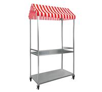 Carrito expendedor de helados, puesto portátil con toldo sobre ruedas para mercados al aire libre y eventos alimentarios, ideal para aperitivos y golosinas de helado