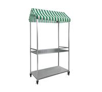 Carrito expendedor de helados, puesto portátil con toldo sobre ruedas para mercados al aire libre y eventos alimentarios, ideal para aperitivos y golosinas de helado