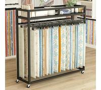 Carrito expositor de tela textil con ruedas, almacenamiento móvil para manteles y bufandas, ideal para uso doméstico y minorista