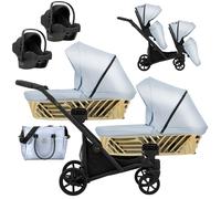 Carrito Gemelar IVENTO DUO GLAM Gemelos - COLOR : Azul, Dos sillitas de coche: SI DOS ASIENTOS ( +200 €)